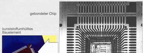 µm dick) zersägt. danach muss der Chip.auf einem rägerstreifen befestigt werden (Chipbonden).