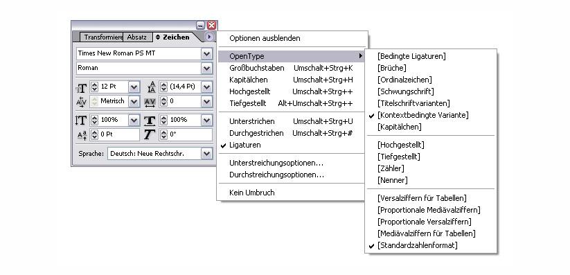 4 Fonttechnologie OpenType-Layout-Features werden zum Ersetzen und Positionieren von Glyphen verwendet.
