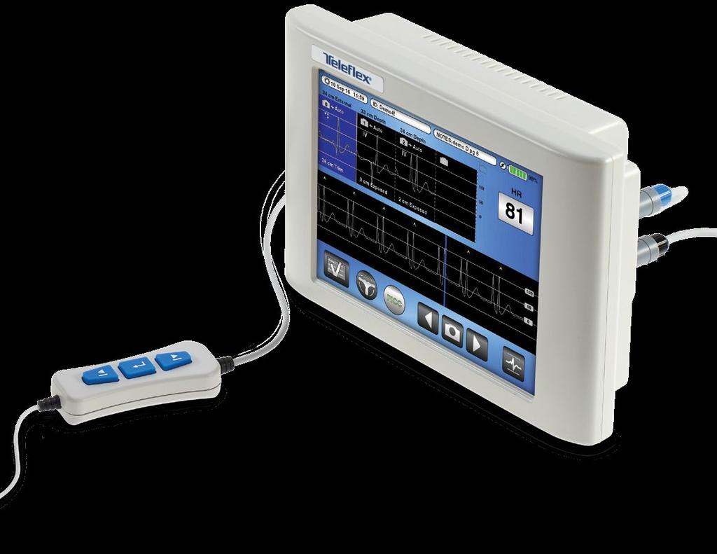 Farbmonitor mit interaktivem Bildschirm Übersichtliche Anzeige sowohl des externen und intravaskulären EKGs als auch