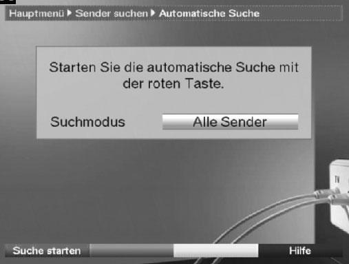 > Entscheiden Sie durch Drücken der Taste OK, ob Sie nur frei empfangbare Programme (Freie Sender) oder auch verschlüsselte Programme (Alle Sender) suchen wollen.