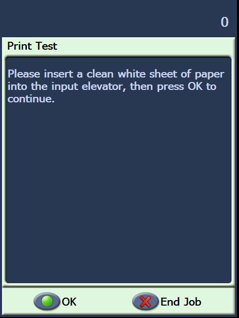 Ausführen eines Drucktests Durch einen Drucktest kann sichergestellt werden, dass der Druckkopf des hochauflösenden Druckers einwandfrei funktioniert. 1. Drücken Sie auf Drucktest.