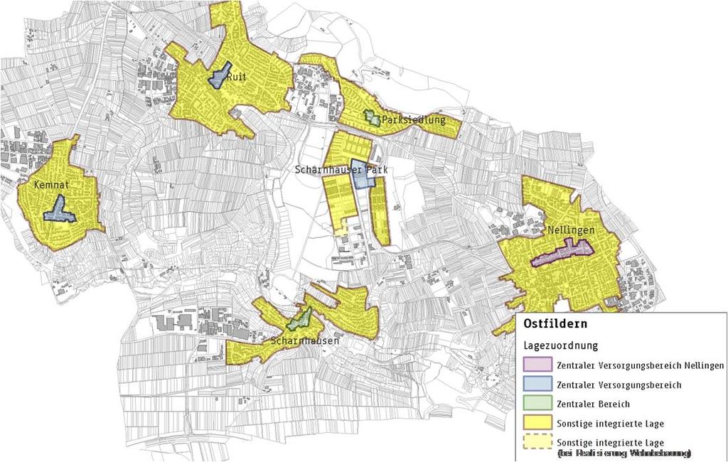 Anlage 2 zur Vorlage 2014 138 Differenzierte Darstellung der integrierten Bereiche Ostfilderns Quelle
