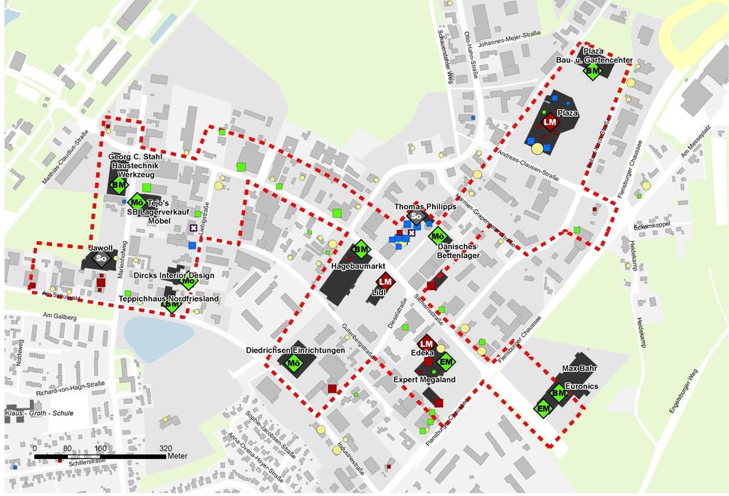 32 Gewerbegebiet Ost (Abgrenzung 2008) Nicht-integrierter, autokundenorientierter Standort mit rd. 62.