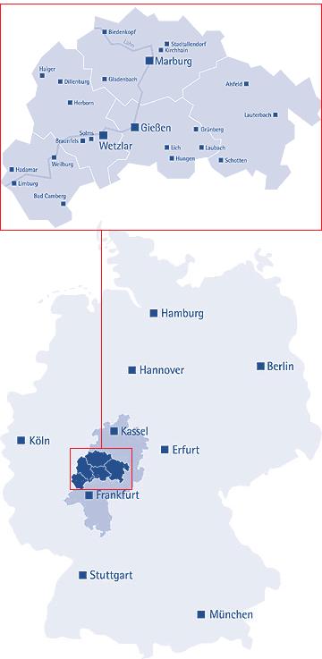 E-Transfer: Situation In der Region Mittelhessen treffen eine stark mittelständisch geprägte Wirtschaft und eine hohe Dichte an Hochschulen aufeinander.