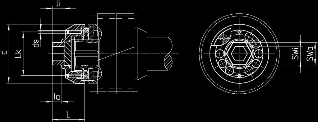Verspannungs-Ritzelwelle Einstellschlüssel Pre-load Pinion Shaft Adjusting wrench Sicherungsschraube der Nachstellmutter Locking screw of the adjusting nut Haltemagnet Holding magnet Stahl Steel