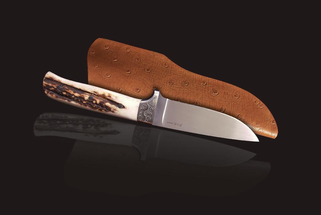 277F Flach-Erl-Messer Gesamtlänge 240 mm Klinge Böhlerstahl N690 Hirschhorn