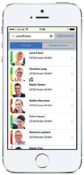 bearbeiten Kontakte erfassen Suche in Kontakten PROCALL MOBILE APP Für iphone und Android