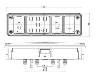 BELEUCHTUNG 15 Cat 5 Flash SMLR LED-Hybrid-Heckleuchte Modulare Multifunktions-Heckleuchte für horizontalen Anbau mit den Funktionen: Schluss-, Brems-, Blink-, Dreieck-, Nebel- und Rückfahrlicht,