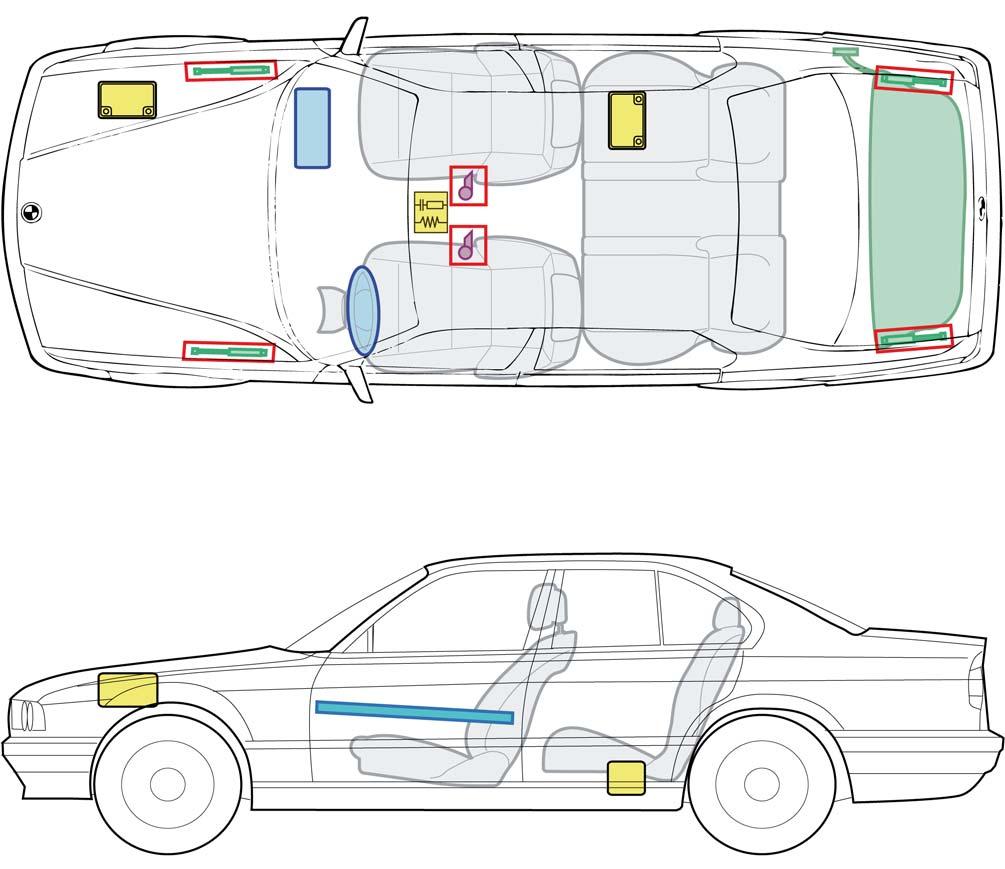 Karosserieverstärkung Airbag- Steuergerät Gurtstraffer Gasdruckdämpfer