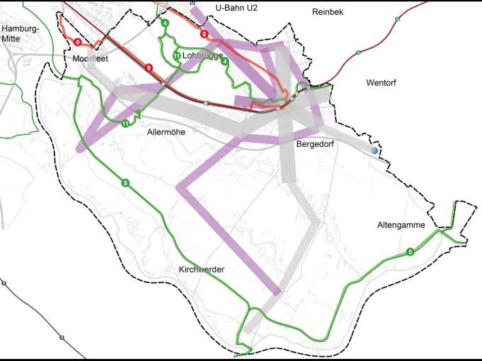 SCHWERPUNKTBILDUNG Korridore Vorschlag für ein verdichtetes Radroutennetz (erste