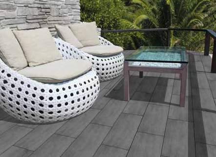 Die 20 mm starke, für den Outdoor-Einsatz entwickelte Terrassenplatte ist witterungsbeständig, frostsicher und äußerst pflegeleicht.