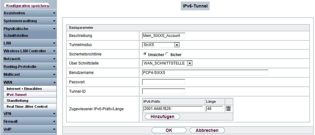8 IP - Tunnel Broker SixXS mit dem ::/48-Präfix temsoftware 8.2.