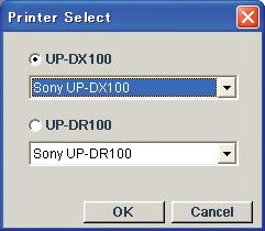 2 Wählen Sie einen Drucker aus. 1 2 3 1 Wählen Sie den gewünschten Druckertyp UP-DX100 oder UP-DR100 aus.