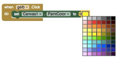Basiskurs: App 3 Zeichenapp Konzept Farbmischung (RGB-Werte) Mit den Programmier-Blöcken unter Colors, können