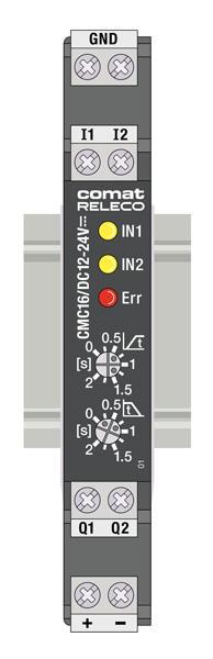 7 Bedienung Gelbe LED Zeigt den Eingangszustand an (I1, I2) Rote LED Zeigt einen Fehler an Potentiometer Einstellung Startrampe Potentiometer Einstellung Bremsrampe 7.