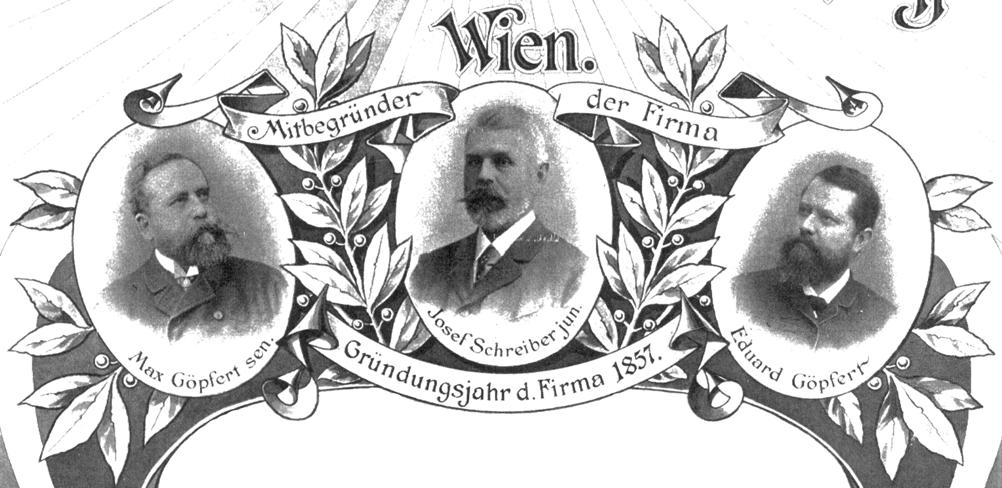 Abb. 2007-2/351 Mitbegründer der Firma Schreiber: Max Göpfert sen. (1838-1906), Josef Schreiber jun. (1835-1902), Neffe von Josef Schreiber sen., Eduard Göpfert sen. (1836-1891), Gründung der Firma J.