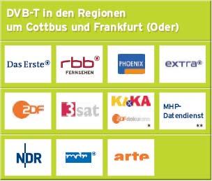3. Fragen zu DVB-T in Brandenburg Wann und wo startet DVB-T: Das ÜberallFernsehen in Brandenburg? DVB-T startet in den Großräumen Frankfurt (Oder) und Cottbus am 12. Dezember 2006.