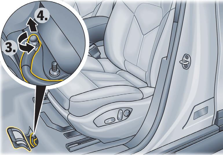 12-Volt-Batterie abklemmen 1. Fahrersitz wenn möglich in die hinterste Position fahren (-1-). 2.