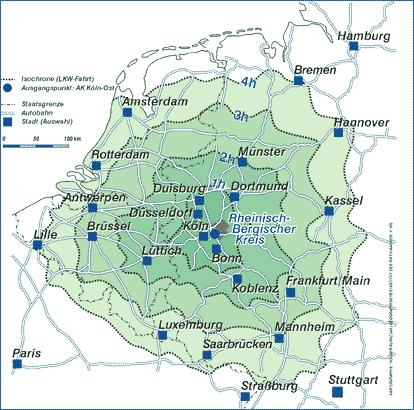 Standort des Rheinisch-Bergischen Kreises : - Bundesrepublik Deutschland - Nordrhein-Westfalen - Bergisches Land Bergisch