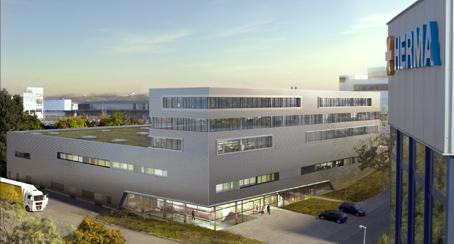 Bild 2: So wird das neue HERMA Maschinen-Werk aussehen (hier eine realitätsnahe Anmutung von BFK Architekten, Stuttgart).