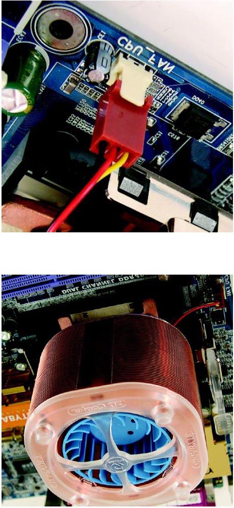 1-3-2 Installation des Kühlkörpers Hinweis Abb. 1 Bevor Sie den Kühlkörper installieren, fügen Sie bitte eine dünne Schicht Wärmeleitpaste auf die Oberfläche der CPU.