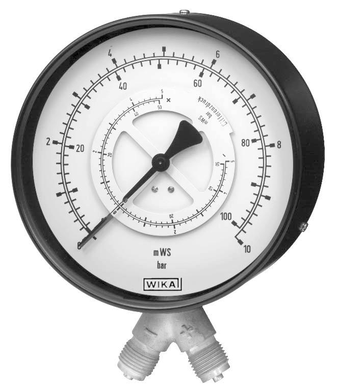 Mechanische Druckmesstechnik Druckmessgerät für Differenzdruck Typ 711.11, mit Rohrfeder, Gabelzapfen WIKA Datenblatt PM 07.
