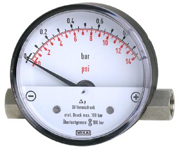 Mechanische Druckmesstechnik Druckmessgeräte für Differenzdruck Typ 700.01, mit Magnetkolben Typ 700.02, mit Magnetkolben und Trennmembrane WIKA Datenblatt PM 07.