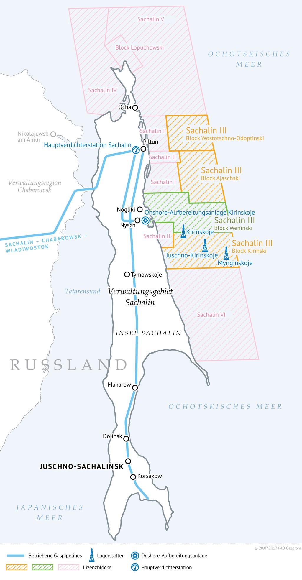 Projekt zur Erschließung der Lagerstätte Juschno-Kirinskoje Geplante Erdgasförderung: 21 Mrd. m 3 pro Jahr.