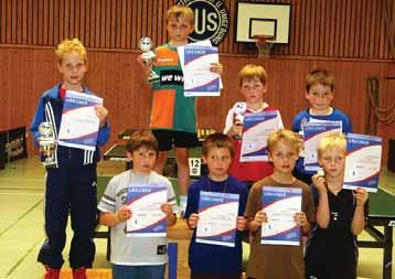 161 Kinder bei den Bezirks-mini-Meisterschaften in Strackholt Zwei Tage Tischtennis um 16 Pokale Nach jeweils gut vier Stunden spannender Wettkämpfe mit schönen Spielen, aber auch einigen Tränen,