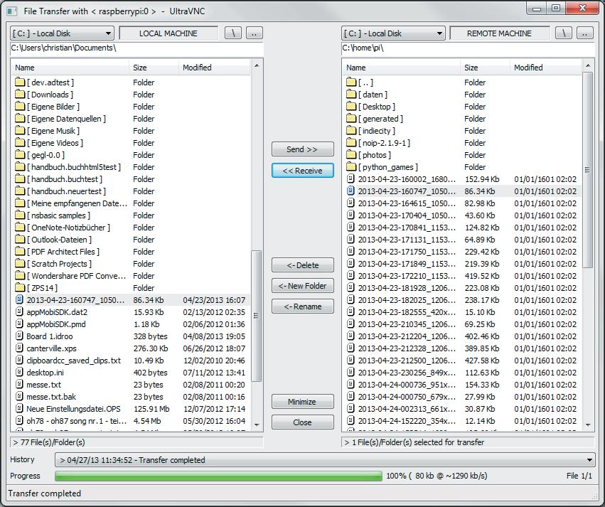 Raspbian-Desktop per VNC auf den PC übertragen 3 4 5 UltraVNC-Viewer starten.