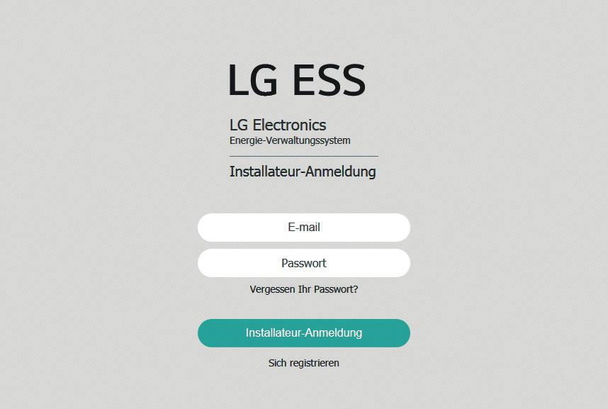 38 Einstellungen Ein neues Konto anlegen (Installateur) A Mit dem Browser die LG EnerVu-Seite besuchen unter http://enervu.lg-ess.com.