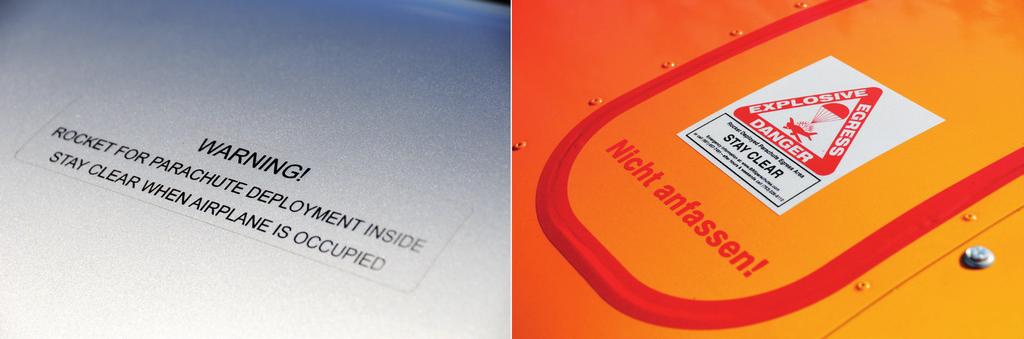 Abbildung 8: links Kennzeichnung bei einer Cirrus SR22T; rechts: Kennzeichnung bei einer UL-Breezer eines Hängegleiters (seitlich) Abbildung 9: Beispiel einer Kennzeichnung eines Herstellers mit