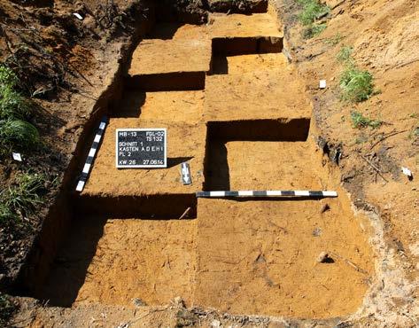 Aufgrund der starken Konzentration von Keramikstreufunden auf dem ersten Planum ohne erkennbare archäologische Befunde wurde zunächst mittels eines Quadrantenrasters gegraben.