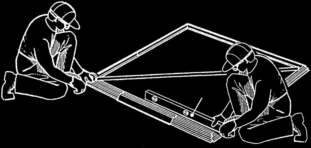 Schritt 5 KT4 ctr Bodenrahmen vordere Bodengruppe () seitl. Bodenrahmen () hintere Bodengruppe () (8) () HINTEN RECHT 90 Setzen Sie die vormontierten Bodenrahmenteile auf das Fundament.