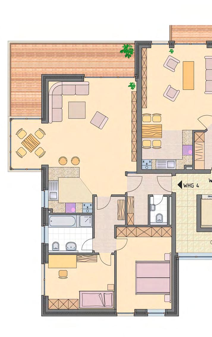 Obergeschoss 3-Zimmer- Wohnungen 101 m² Diese Drei-Zimmer-Wohnung besticht durch ihre Helligkeit.
