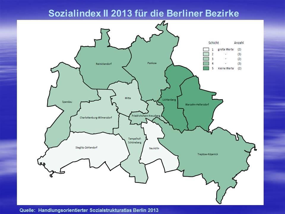 30 Die Werte für den Bezirk Treptow-Köpenick werden ungünstiger angesehen als bei der Betrachtung des Sozialindex I.