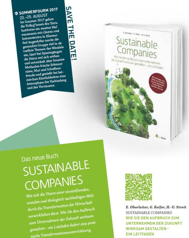 Studie Erfolgsfaktoren für Nachhaltigkeit in Grossunternehmen in der Schweiz Seite 32 Anhang 3: Kurzprofil Terra Institute und involvierte Berater Terra Institute ist ein europaweit agierendes
