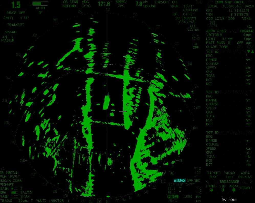BELUGA MEDITATION KAGU Tonne 109 AURORA Abbildung 18: Radarbild TRANSANUND um 04:18:10 Uhr Um 04:18 Uhr (siehe Abbildung 17) hatte die AURORA weiterhin eine südliche Bewegungstendenz.
