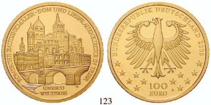 verkleinert 119 100 Euro 2007, nach unserer Wahl, D-J. UNESCO- Weltkulturerbestadt Lübeck. Gold. 15,55 g fein. J.531.