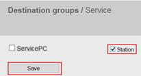 In diesem Anwendungsbeispiel geht die Kommunikation nur von der Gruppe "ServicePC" zur Gruppe "Station".