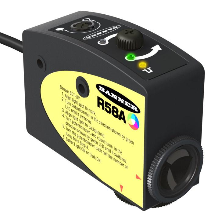 Registermarkensensoren der Bauform R58A Registermarkensensoren mit einfarbiger LED und Potentiometereinstellung der Schaltschwelle Technische Merkmale Schnelle 1 khz -Schaltfrequenz; 15 μs