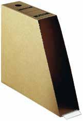 Extrastarke Wellpappe/ Natronpapier, kaschiert, recycelt. Grammatur: 390 g/m². Für DIN A4. Füllvermögen: 77 mm. Maße: 8 x 32 x 26,5 cm (B x H x T). Farbe: naturbraun.