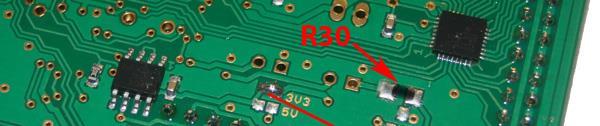 Wichtig: Je nach eingebauten RS-485 Transceiver müssen die beiden Solder Jumper unterschiedlich geschlossen werden: 3,3V: R10 geschlossen und