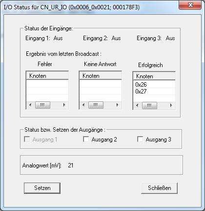 12 Administration von Central- Router- und LockNodes 38 / 56 Ausgang setzen und I/ O-Status Status der Eingänge: Hier kann abgelesen werden, welchen Status die Eingänge haben.