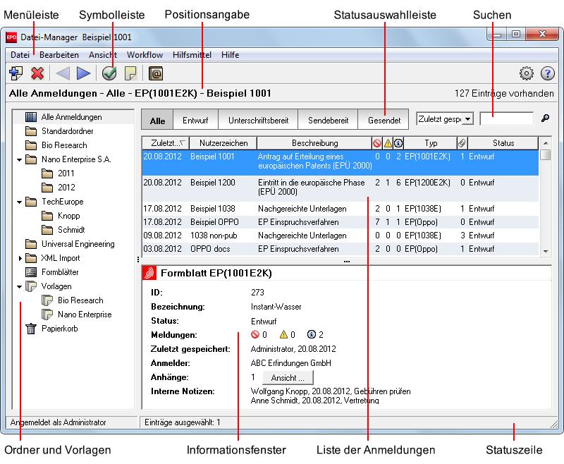 4 Datei-Manager 4 Datei-Manager Die Software für die Online-Einreichung startet im Fenster Datei-Manager.