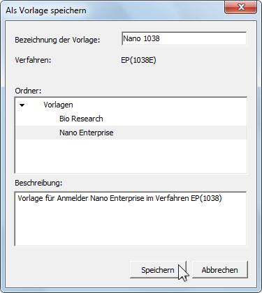 4 Datei-Manager Abbildung 20: Anmeldung als Vorlage speichern Die neue Vorlage bleibt in der Formblatt-Ansicht geöffnet.