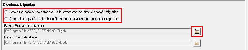 13 Server-Manager Abbildung 554: Optionen zur Migration der OLF Datenbank Sowohl die Produktionsdatenbank als auch die