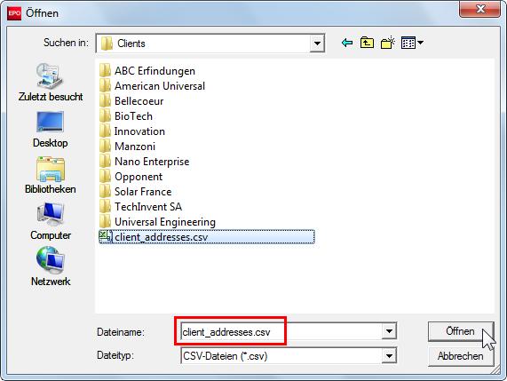 4 Datei-Manager Die CSV-Datei darf nicht zum selben Zeitpunkt in einem anderen Programm geöffnet sein.