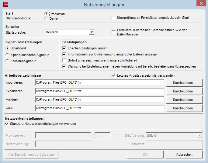 4 Datei-Manager Abbildung 59: Nutzereinstellungen für den Datei-Manager, Standardoptionen 4.9.1 Starteinstellungen Wählen Sie Ihren bevorzugten Startmodus für die Online-Einreichung: Produktion oder Demo.
