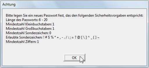 aufgefordert, nachdem Sie im Fenster Passwort ändern auf OK geklickt haben.